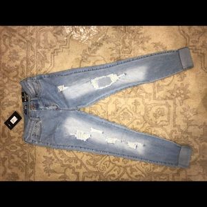 High Waisted Light Wash Distressed Jeans